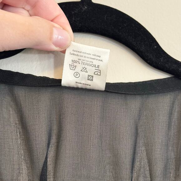 La La LeeLa Kaftan Cover Up Swimwear Dress OS Black Blue Teardrop Embroidered - Picture 8 of 8